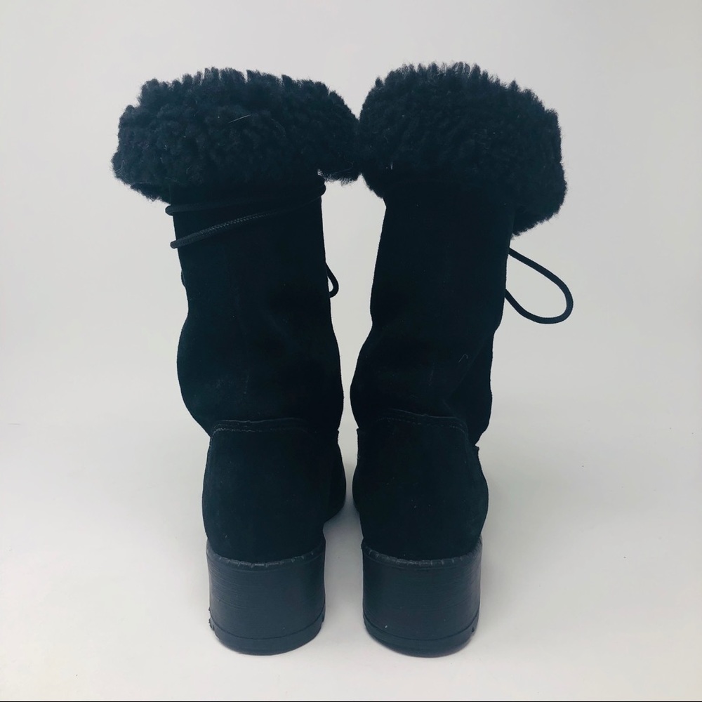 Sorel Black Suede Fur-Lined Lace-Up Winter Boots - Picture 4 of 8
